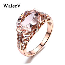 WalerV New for Women Set Rose Gold Rings Fashion Jewelry Charm High Quality Oval Crystal Stone Zircon Ring Wedding Finger Rings 2024 - buy cheap