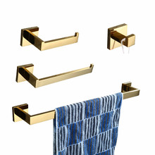 Acessórios de banheiro dourado 304, aço inoxidável, 4 peças, conjunto de acessórios de banheiro, toalha única, suporte de anel de toalha, suporte de papel higiênico, gancho de robe 2024 - compre barato