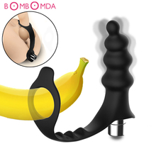 Vibrador elétrico masculino, esferas anais masturbadores estimulador de próstata atraso na ejaculação, fechadura de pau, anel de esperma, vibrador sexual 2024 - compre barato