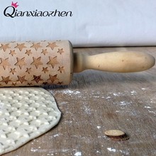 Qianxiaozhen Star Pattern Wooden Rolling Pin Baking Cookies wedding gifts for guests Wedding Decoration Kitchen 2024 - buy cheap
