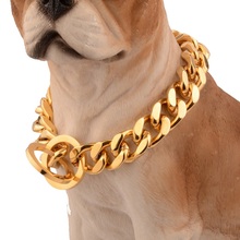 Collar antideslizante de acero inoxidable para perros grandes, cadena de adiestramiento para perros, Pitbull Bulldog, oro fuerte, 12/14/18mm 2024 - compra barato