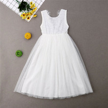 2019 1-7Y Toddler Kids Baby Girl Flower Dress Lace Tulle Party Bridesmaid Pageant Dresses White Pink Gray 2024 - buy cheap