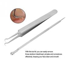 Kit de ferramentas de remoção de cravo de aço inoxidável pinça curvada + extrator de espinha de extremidade dupla 2024 - compre barato