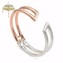 Pulseira feminina bracelete 1 peça cor ouro rosa e prata dois tons lindo estiloso menina joia abertura suave 2024 - compre barato
