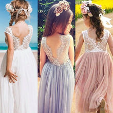 Вечерние Детские платья на свадьбу для маленьких девочек; Кружевное шифоновое платье подружки невесты с цветочным рисунком для маленьких девочек; Одежда принцессы для маленьких девочек 2024 - купить недорого