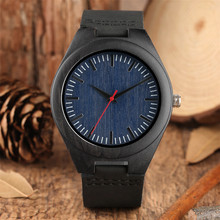 Relógio de madeira dos homens puro analógico relógio de pulso homem preto genuíno pulseira de relógio de couro esporte moda jovem relógios de pulso reloj masculino 2024 - compre barato