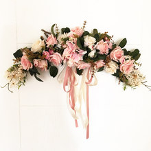 Guirnalda de flores artificiales para boda, guirnalda de imitación de corazón rosa, umbral, decoración para puerta de casa, regalo 2024 - compra barato