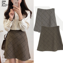 Winter Basic Skirts Hot Women Fashion Preppy Style Japan Design Cute Sweet Girls Coffee Gray Vintage Plaid Skirt High Waist 4311 2024 - buy cheap