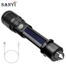 Solar/USB Charging Tactical Flashlight Baton Torch Powerful LED 18650 Flashlights Safey Hammer for Emergency and Self Defense 2024 - buy cheap