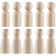 Venda quente 10 peças 65 mm inacabado madeira peg bonecas de madeira minúsculo boneca corpos pessoas decorações, cor de madeira 2024 - compre barato