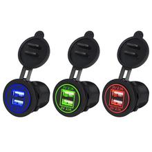 Toma de Corriente Dual para coche, Cargador Usb de 2 puertos para teléfono, coche, barco, móvil, luz Led azul, rojo y verde, DC12V/24V, 4.2A 2024 - compra barato