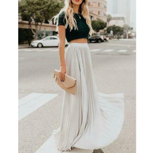 Женская длинная эластичная плиссированная юбка с высокой талией, длинная однотонная длинная юбка-пачка в стиле ретро, 2019 2024 - купить недорого