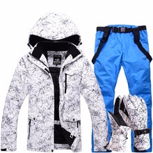 Traje de esquí de talla grande 3XL para hombre y mujer, nuevo traje de esquí grueso a prueba de viento, guantes de esquí impermeables, chaqueta de nieve para Snowboard, pantalones para hombre 2024 - compra barato