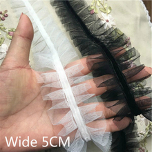 5CM Wide White Black Pleated Folds Mesh Tulle Lace Applique Neckline Trim Ribbon For DIY Curtain Garment Dress Sewing Supplies 2024 - buy cheap