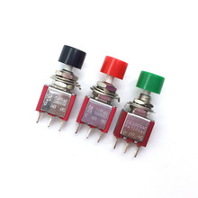 Mini interruptor de botão de retorno automático, 2 peças, vermelho, preto, verde, 3pin table6 mm, momentâneo, 2a, 250vac/5a 120vac 2024 - compre barato