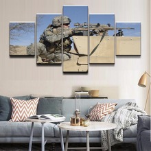 Pintura de Marco Modular decorativa para el hogar, lienzo moderno, arte de pared HD, cartel, 5 paneles, militar, francotirador, soldado, imágenes 2024 - compra barato