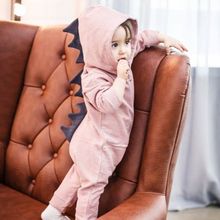 Toddler Baby Boy Girl Warm Hooded Romper Dinosaur Hoodies One Piece Jumpsuit Cotton Solid Rompers 0-24M 2024 - buy cheap