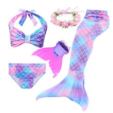 Conjunto de Bikini con cola de sirena para niñas, traje de baño con cola de sirena, Zeemeerminstaart, 4 unidades 2024 - compra barato