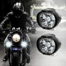 Farol para motocicleta, ponto de luz com 6 lâmpadas led de lm, farol de neblina universal, superbrilhante 2024 - compre barato