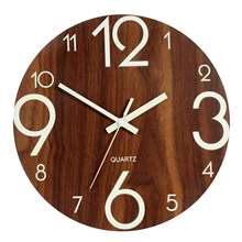 ALIM HOT Luminous Wall Clock,12 Inch Wooden Silent Non-Ticking Kitchen Wall Clocks With Night Lights For Indoor/Outdoor Living 2024 - buy cheap