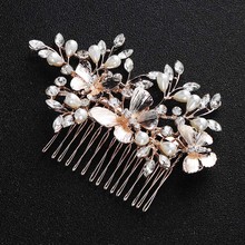Decorative Bridal Hair Combs Hair Accessories Wedding Headpieces Rhinestone Pearl Butterfly Clip Rose Gold Tiara Golden Girls 2024 - buy cheap