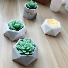 Diamond Shaped Succulent Plant Flower Pot Silicone Mold Gypsum Cement Fleshy Flower Bonsai DIY Ashtray Candle Holder Mould 2024 - buy cheap