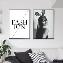 Rabbit Mask Model Girl Art Canvas Painting Wall Pictures Fashion Photography Canvas Art Prints And Posters A3 Ladies Room Decor 2024 - buy cheap