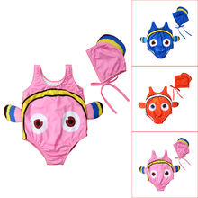 Goldfish Toddler Kids Baby Girls Swimwear Swimsuit Swimming Beachwear Swimming Romper +Cap 2PCS Summer Clothes 2024 - buy cheap