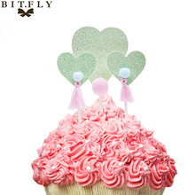 BIT.FLY 3pcs Lovely Heart Cupcake Toppers Birthday Cakes Flag Kids Birthday Wedding Party Cake Decoration Baby Shower Favors 2024 - buy cheap