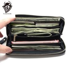 Fashion Larger Capacity 100% Real Genuine Leather Purse Wallet Black Color Men's Vintage Wallets 2024 - buy cheap