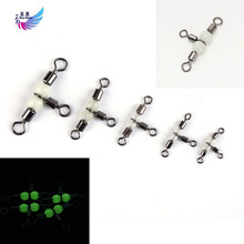 10Pcs Fish Triple Rolling Swivel Luminous Snap Beads Balls Pesca 3 Way Connector Cross Line Fishing 2024 - buy cheap