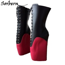 Sorbern-Botas de cuña de Ballet para mujer, zapatos de tacón alto sexys de 7 pulgadas, suela de pezuña, fetiche, color negro mate, talla 11 2024 - compra barato