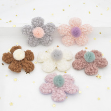 6Pcs Teddy Plush Pads Applique Chiffon Ball Stick-on Flower Patch for Clothes Hat Leggings Sewing Accessories DIY Hair Clips G13 2024 - buy cheap