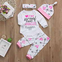 US STOCK Infant Newborn Baby Girls Romper+Pants Miracles Happen Clothes Outfits 2024 - buy cheap