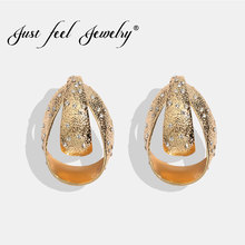 Женские серьги-пусеты JUST FEEL, большие Винтажные серьги золотого цвета с блестящими кристаллами для свадебной вечеринки 2024 - купить недорого