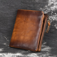 Men Bifold Zipper Wallets Clutch Bag Coin Pocket Cash Credit Card Holder Money Bags Male Genuine Cowhide Leather Short Purse 2024 - buy cheap