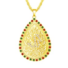 Luxury Gold ColorWaterdrop Crystal Necklace Shellhard Women Men Religious Jewelry Muslim Islamic God Allah Pendant Necklace 2024 - buy cheap