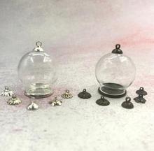 100pcs/lot 30x20mm Large clear round orb glass vial pendant with classic base tray beads cap glass wishing bottle necklace decor 2024 - buy cheap