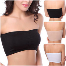 Basic Black/White/Skin Womens Plus Size S-2XL Strapless UnPadded Bra Bandeau Tube Top Removable Pads Seamless Crop Colors 2024 - buy cheap