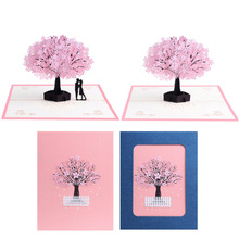 3D Carving Cherry Blossom Greeting Card Wedding Invitation Card Postcard Valentine's Day Greeting Card Gifts 2024 - buy cheap