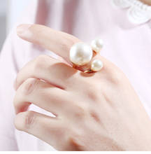 Белые жемчужные Открытые Кольца для женщин, Ювелирное кольцо для большого пальца, Золотое обручальное кольцо с жемчугом, обручальные кольца для женщин, подарки 2024 - купить недорого