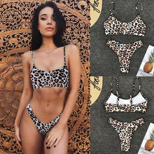 Sexy leopardo estampado 2019 mujeres traje de baño Bikini conjunto moda acolchado Push Up mujer traje de baño brasileño 2024 - compra barato