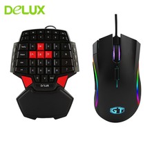 Delux-teclado de ratón con cable para juegos de PC, periférico ergonómico con 7 botones RGB, 12000 DPI, 47 teclas 2024 - compra barato