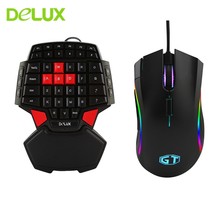 Delux Gaming Wired Mouse Keyboard Combos Mini 47 Keys Game Keypad 12000 DPI 7 Button RGB Light Ergonomic Mause Mice For PC Gamer 2024 - buy cheap