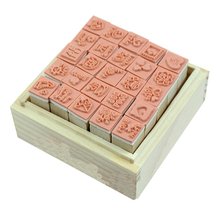 25Pcs/Set Lovely Diary Pattern Seal Stamp Wooden Box multipurpose Wood Rubber 2024 - buy cheap