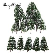 MagiDeal 32Pcs Dark Green Painted Snow Tree Model HO OO N 1:50-1:500 for Train Railway Diorama Wargame Scene DIY 2024 - buy cheap