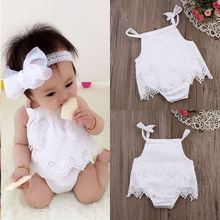 Infant Baby Girl Flower Lace white Bodysuit Sunsuit Jumpsuit Outfit Cotton Clothes 2024 - buy cheap