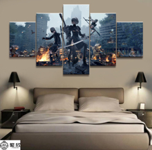 5 Panel NieR:Automata 2B Game Canvas Printed Painting For Living Room Wall Art Home Decor HD Picture Artworks Modern Poster 2024 - buy cheap