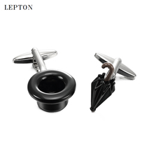 Hot Sale Black Umbrella Hat Cufflinks For Mens Lepton England Gentleman hat Design cufflinks Men shirt cuffs Cuff links gemelos 2024 - buy cheap