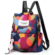 Package Waterproof Nylon Floral Backpack Geometric Lightweight Color Leisure Or Travel Bag For Women School Bag Mochila Feminina 2024 - buy cheap